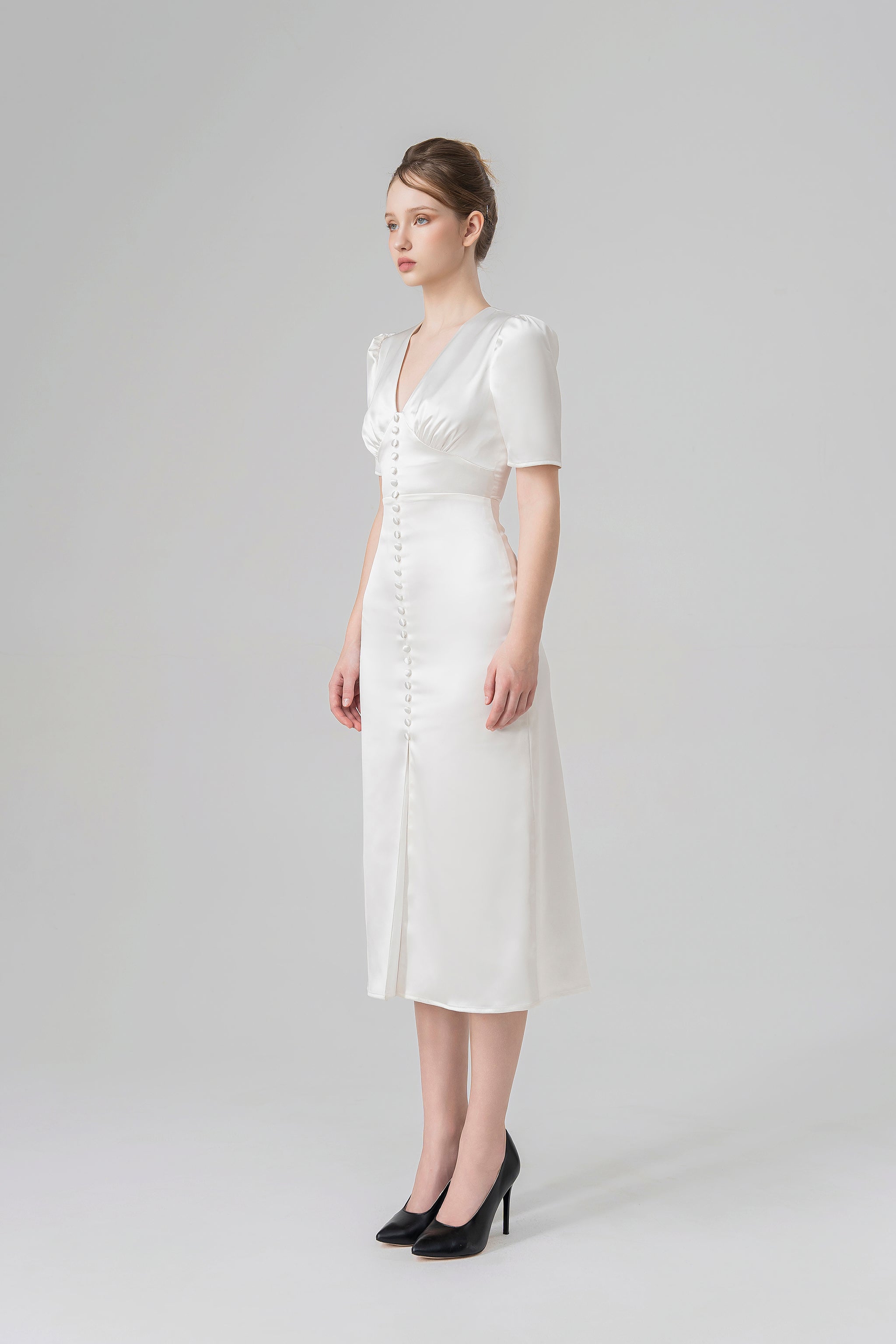 Elle Short Sleeves Midi Dress – ANMY BUI