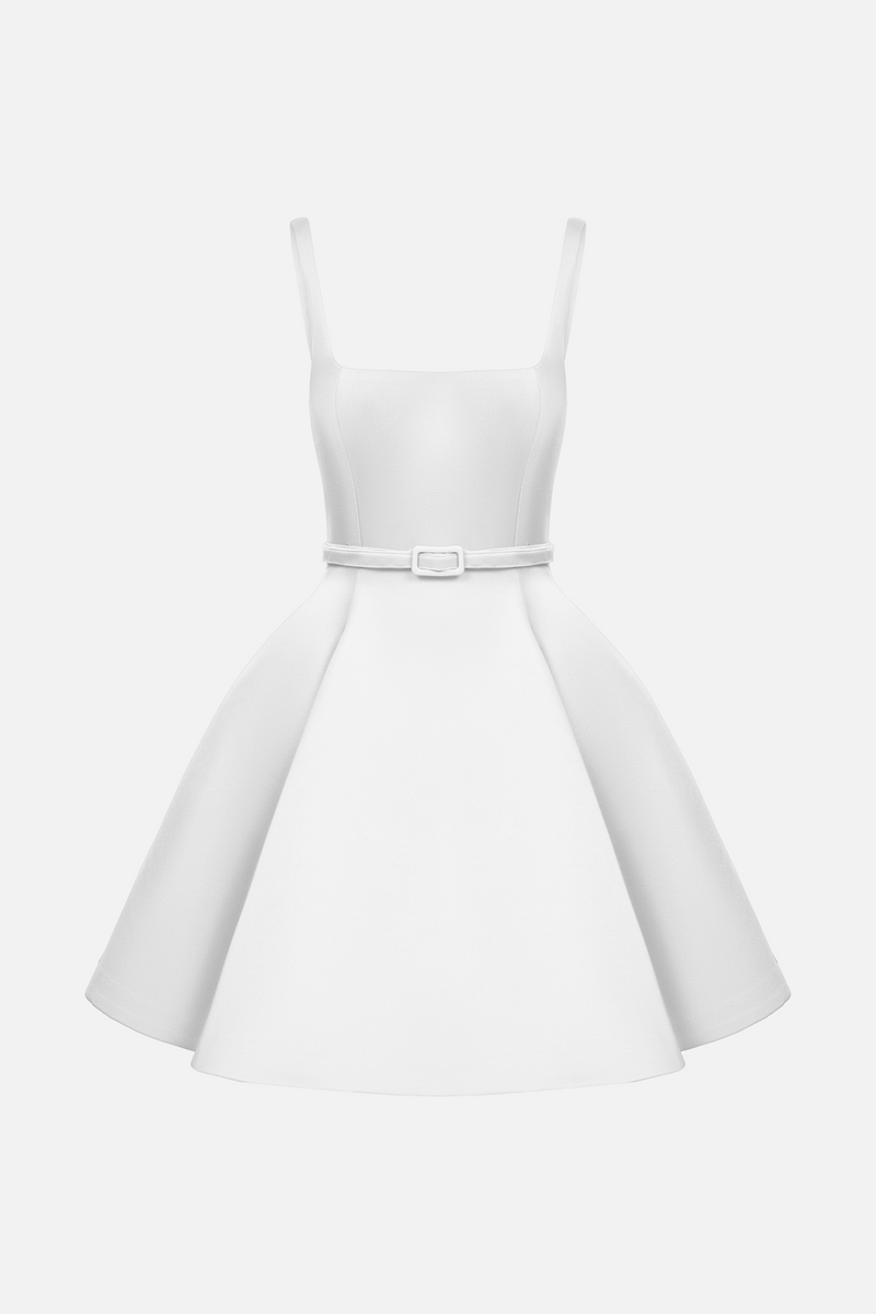 juliet flare ruffle mini dress Juliet High Waist Square Neck Flare Mini Dress – ANMY BUI
