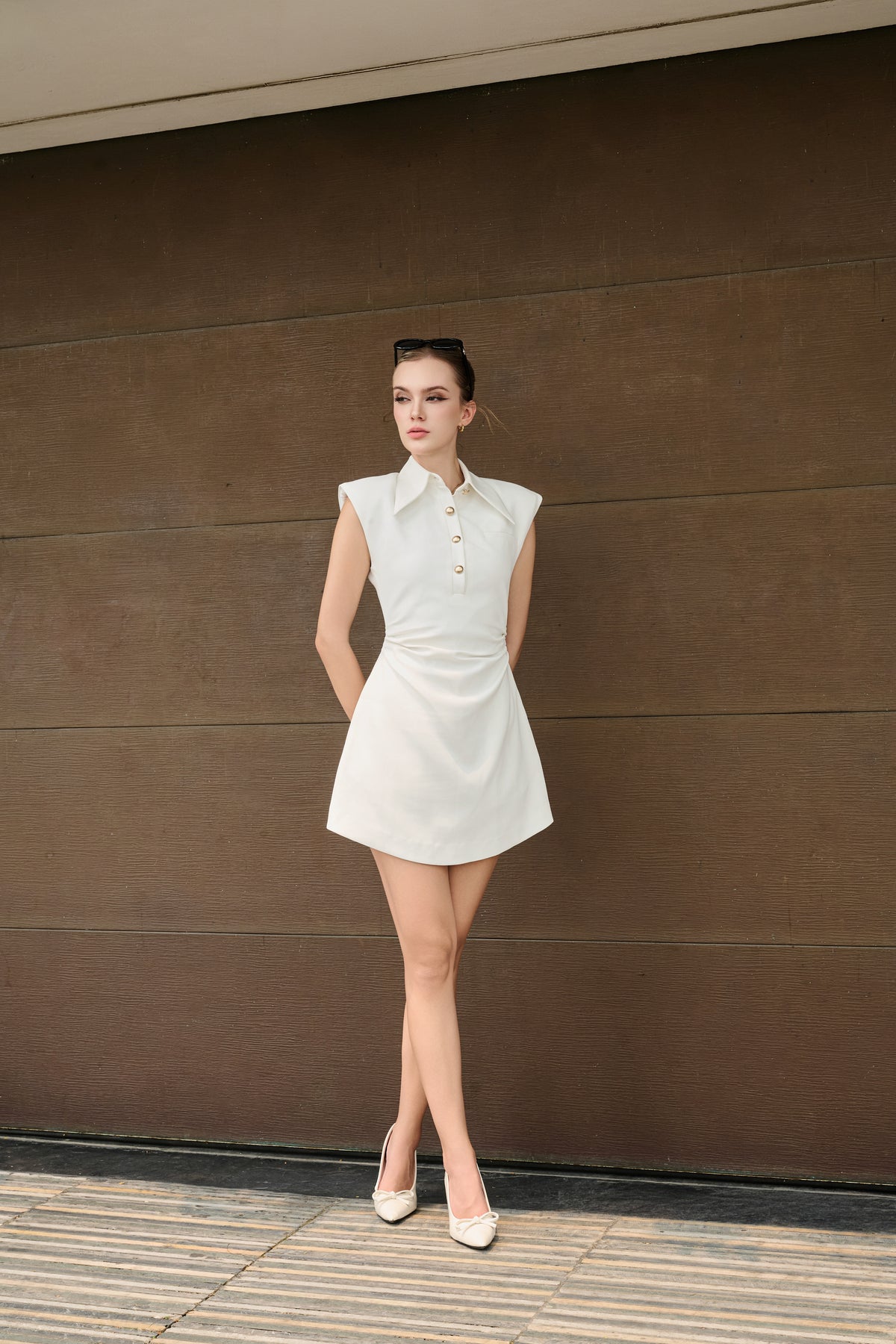 Lesley Cap Sleeves Polo Mini Dress