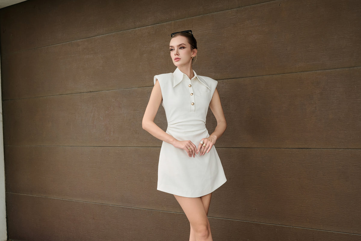 Lesley Cap Sleeves Polo Mini Dress