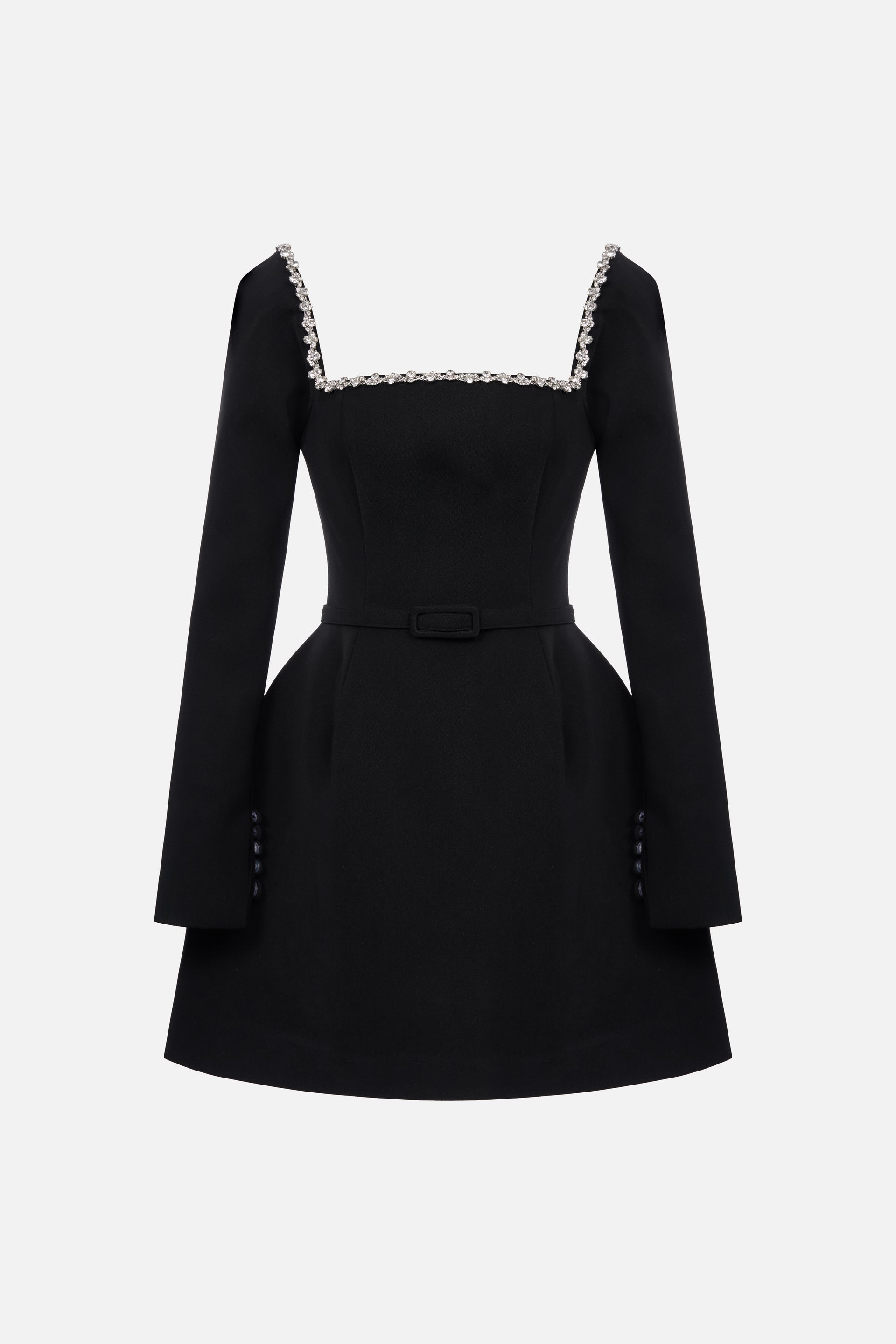 janice mini dress square neckline dress in positano print Janice Embellished Mini Dress – ANMY BUI