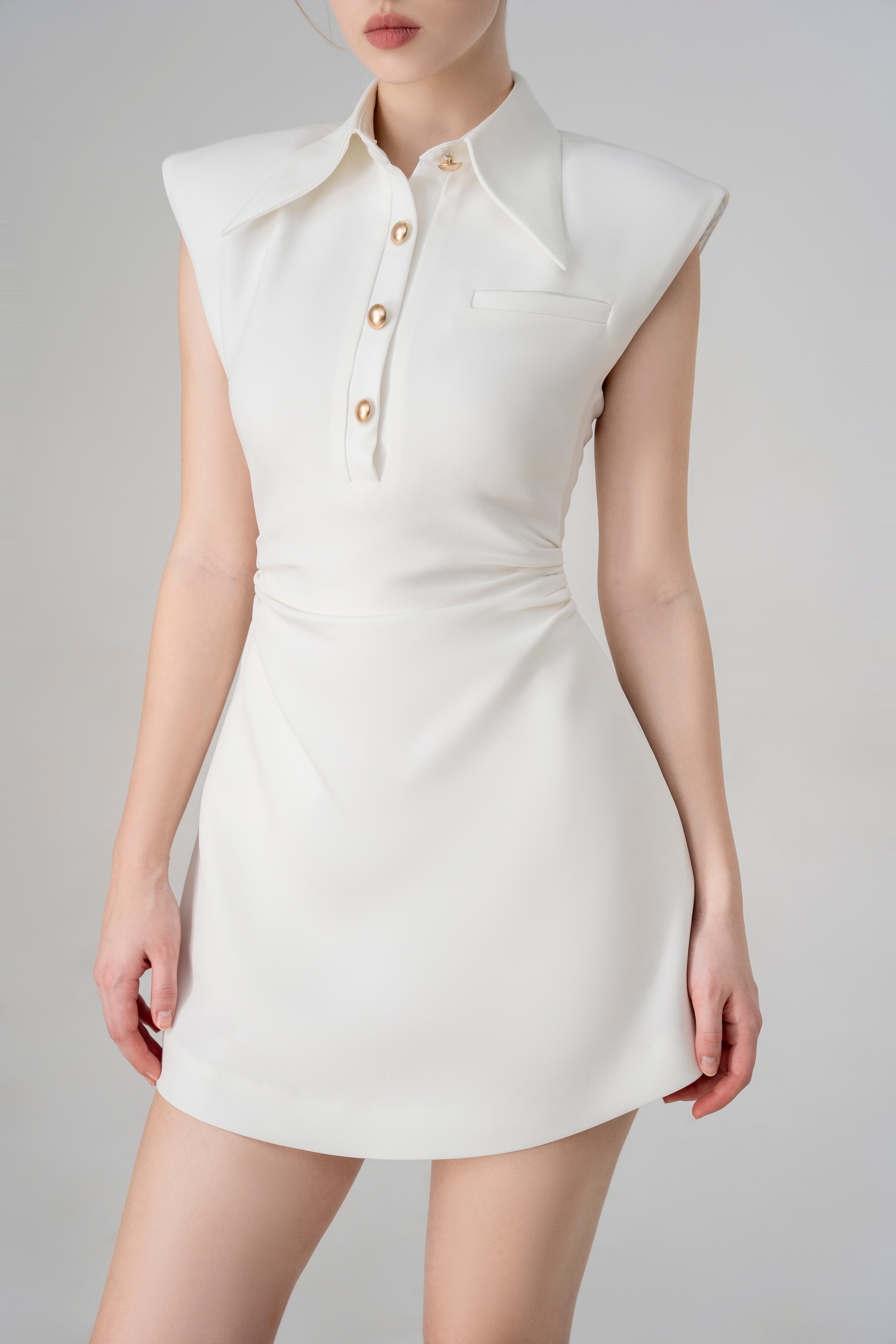 Lesley Cap Sleeves Polo Mini Dress – ANMY BUI