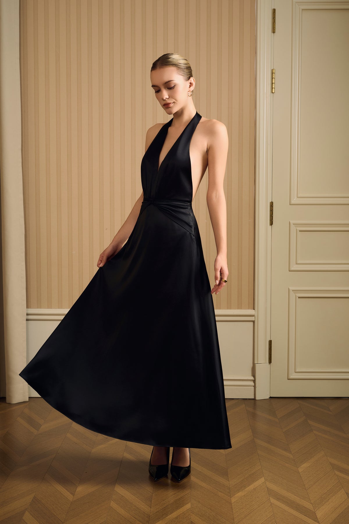 Estelle Plunge Neck Midi Dress