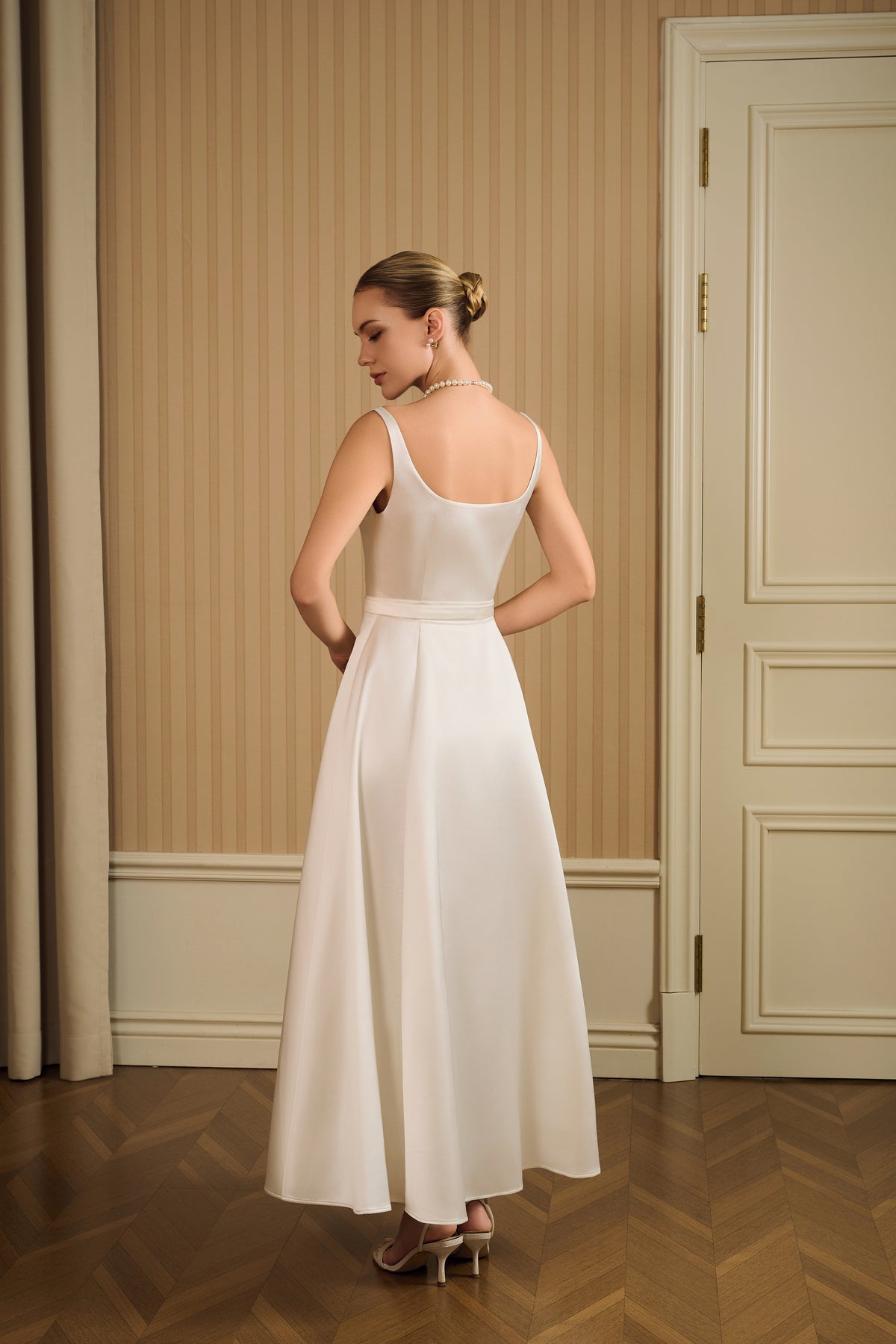 Barbara High Waist Scoop Neck Midi Dress