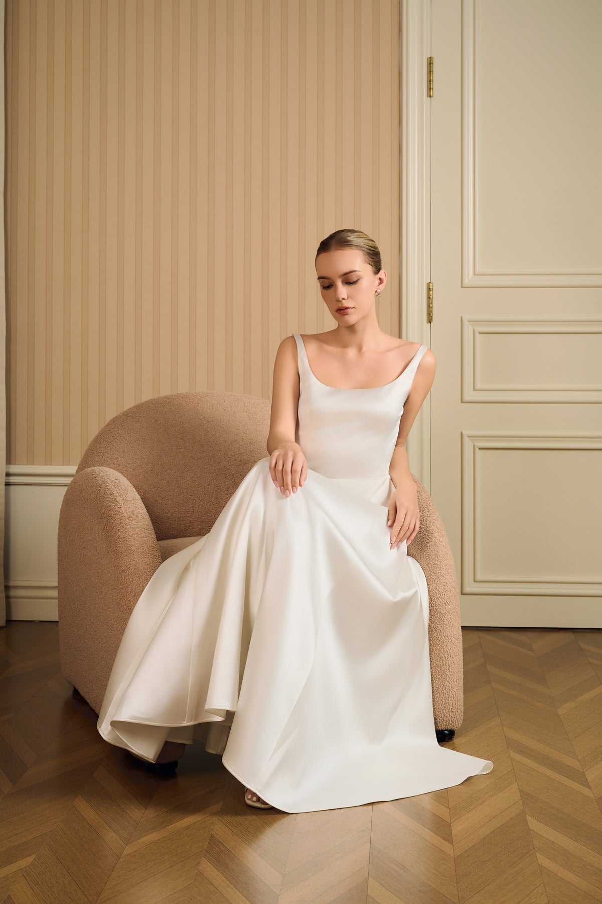 Barbara High Waist Scoop Neck Midi Dress