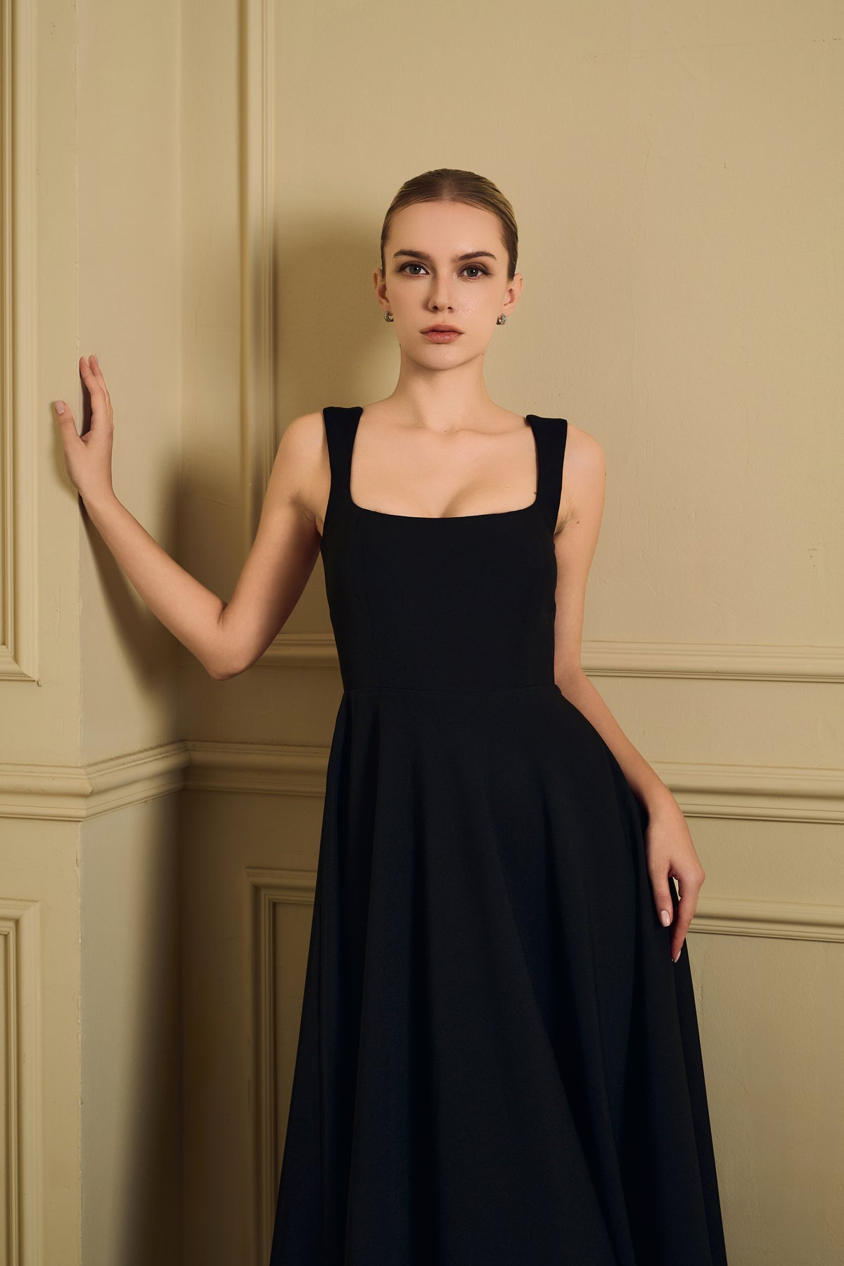 Angelina High Waist Square Neck Midi Dress